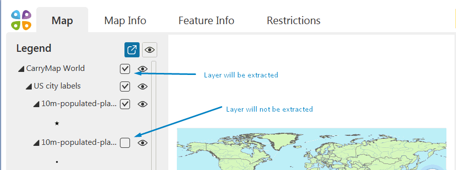 CarryMap Builder Help - Selecting layers for extraction